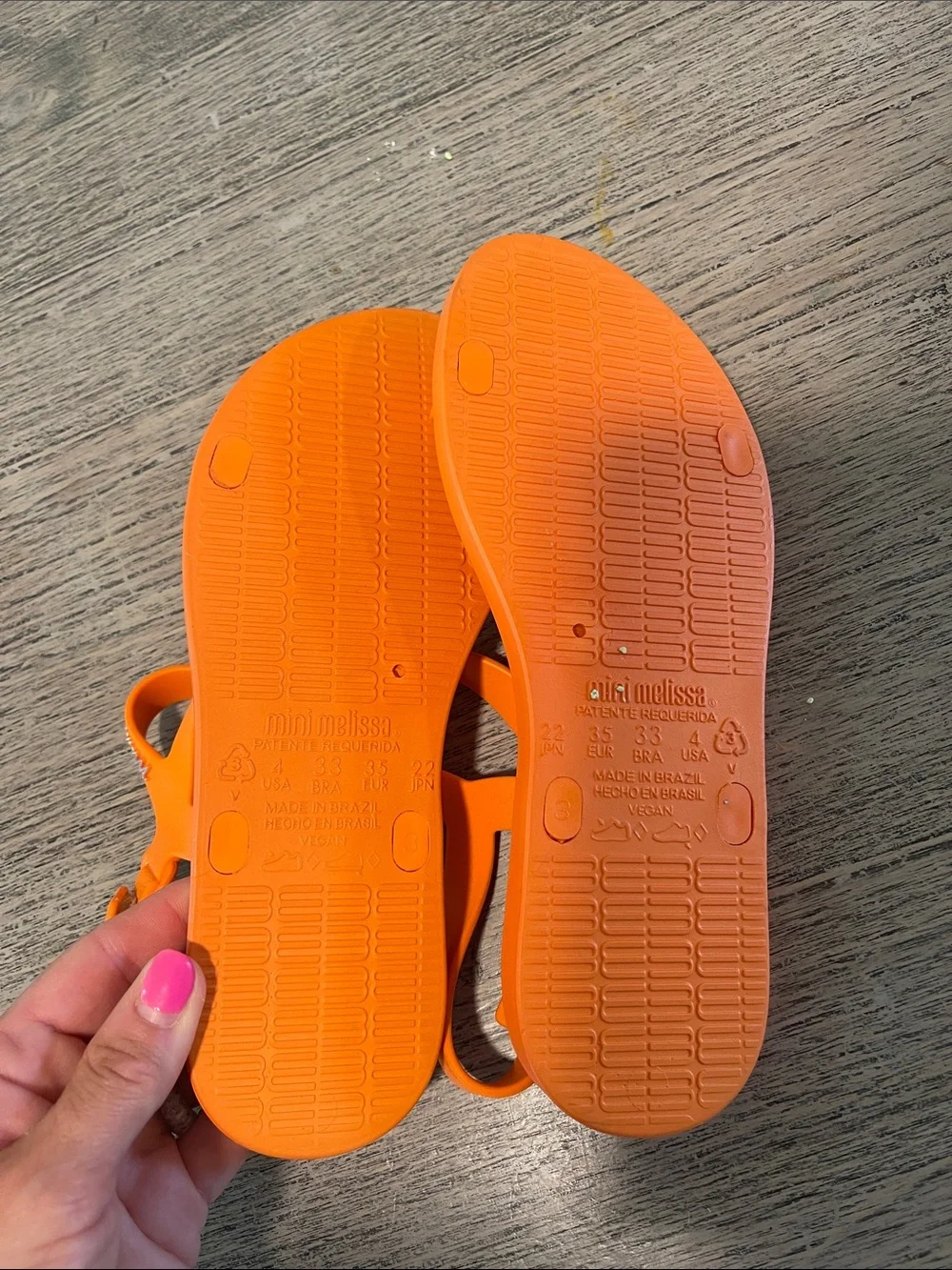 Mini Melissa Sun Downtown Sandals‎ Orange Girls Size 4
